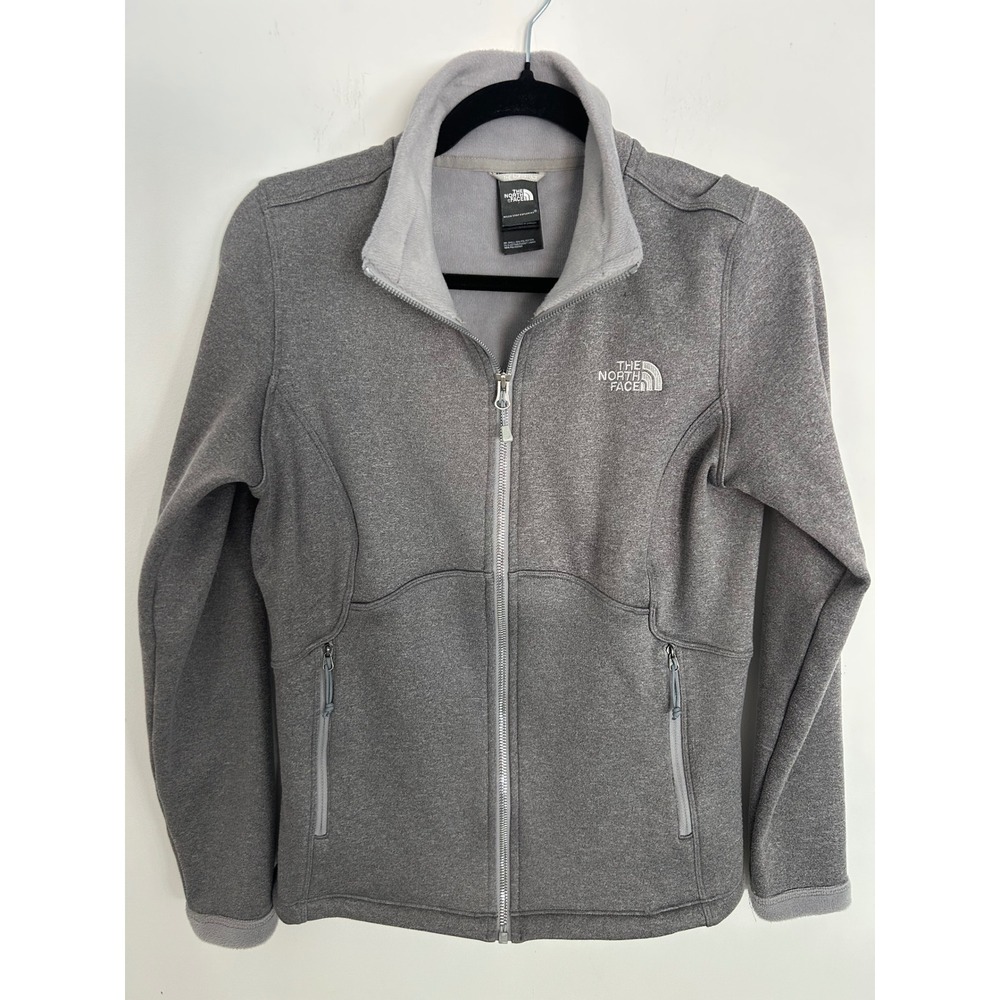 The North Face Womens Grey Full Zip Fleece Jacket Size M Heathered Midweight